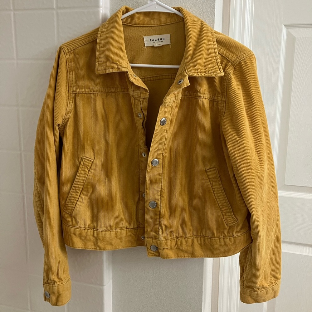 PacSun Women’s Cropped Corduroy Jacket Mustard Yellow Medium